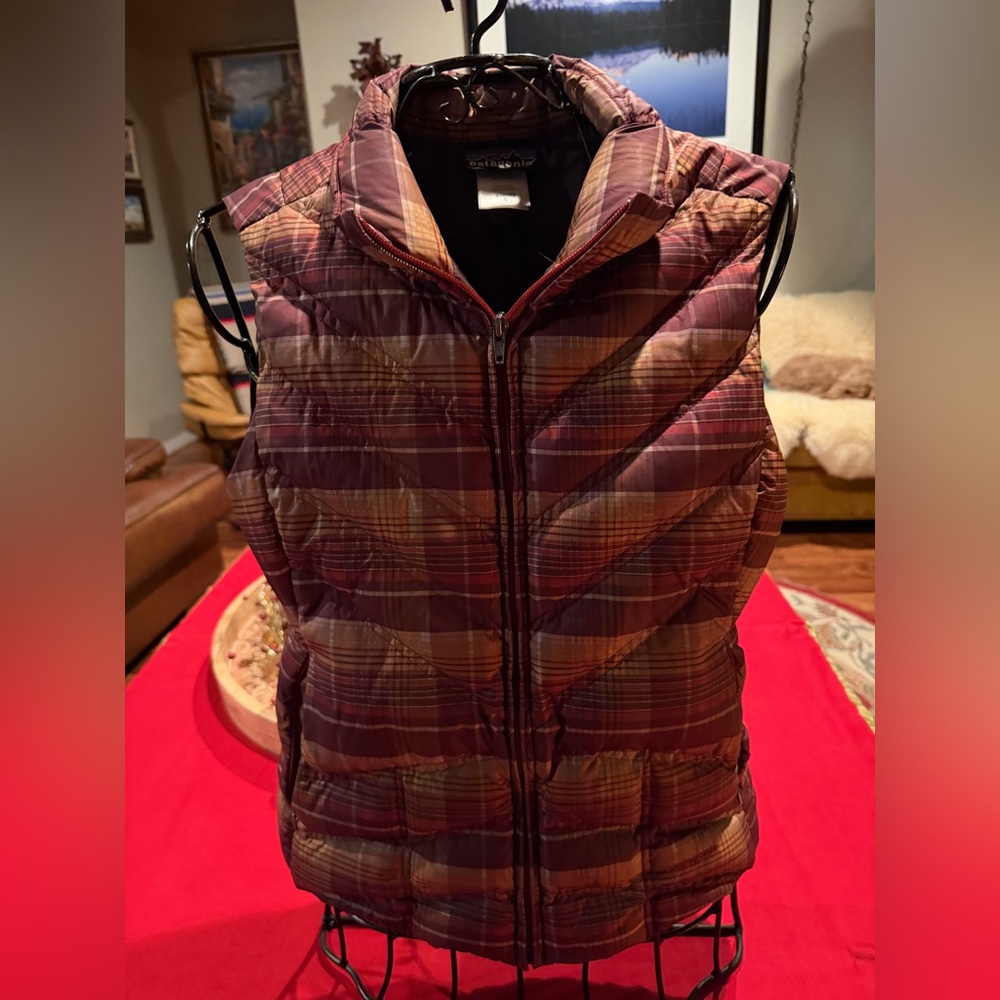 Patagonia
Down With It Down Vest - Women's  size small burgandy plaid